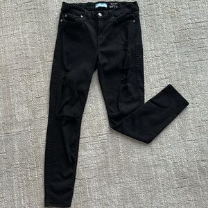 7 for All Mankind Blair Denim The Skinny Ankle Jean Black Distressed Sz 29
